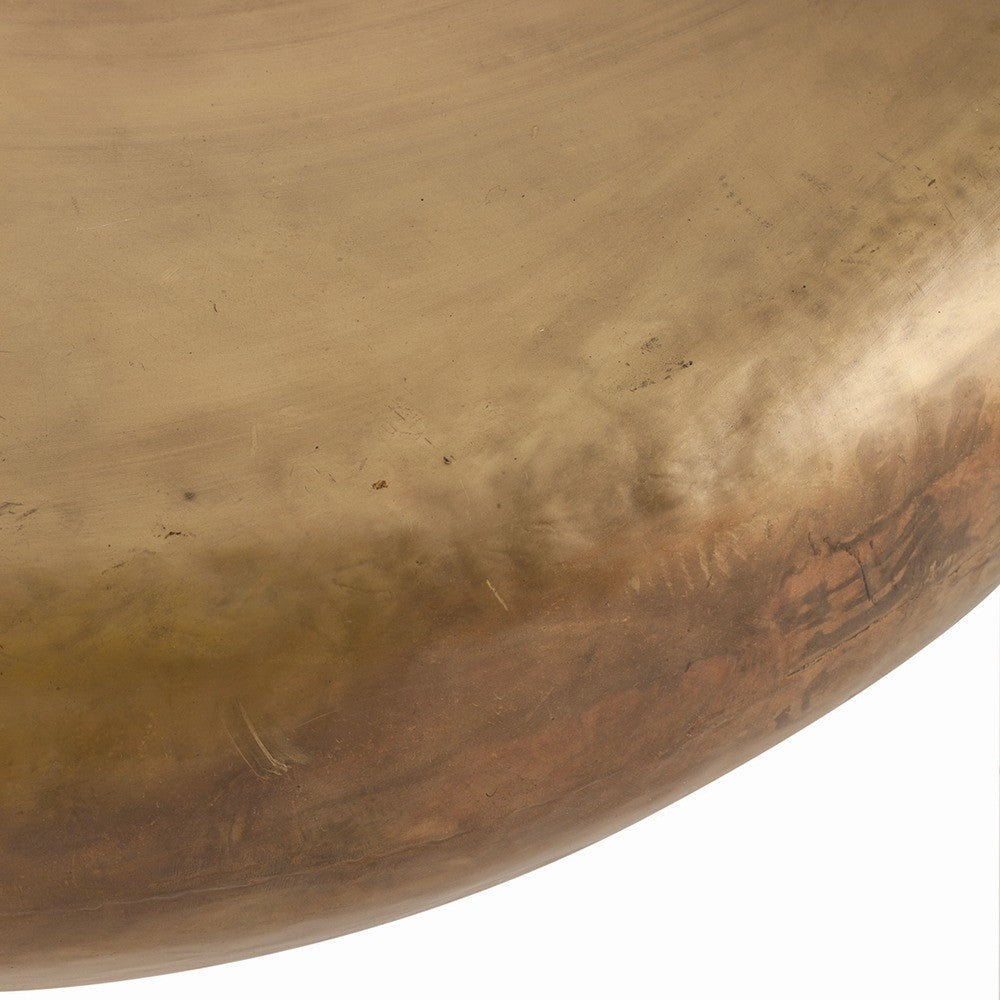 arteriors bates round table brass closeup
