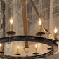 arteriors Chaney round chandelier leather showroom