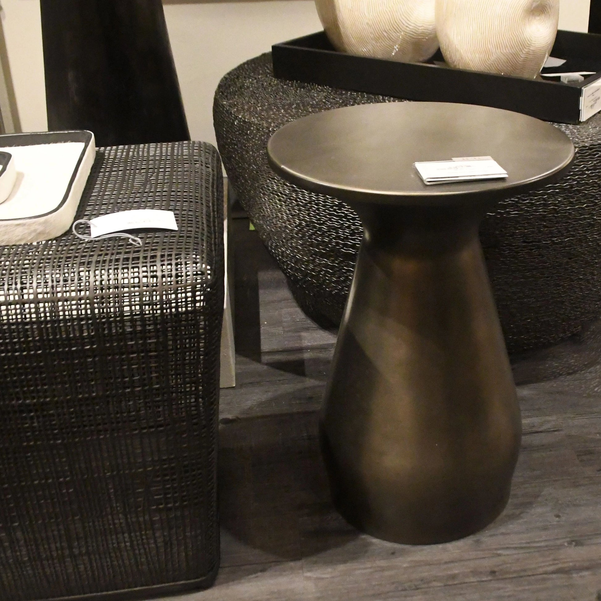 arteriors haven carbon stool side table