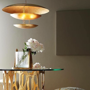arteriors home florko chandelier gold leaf eight light design modern lighting curved discs