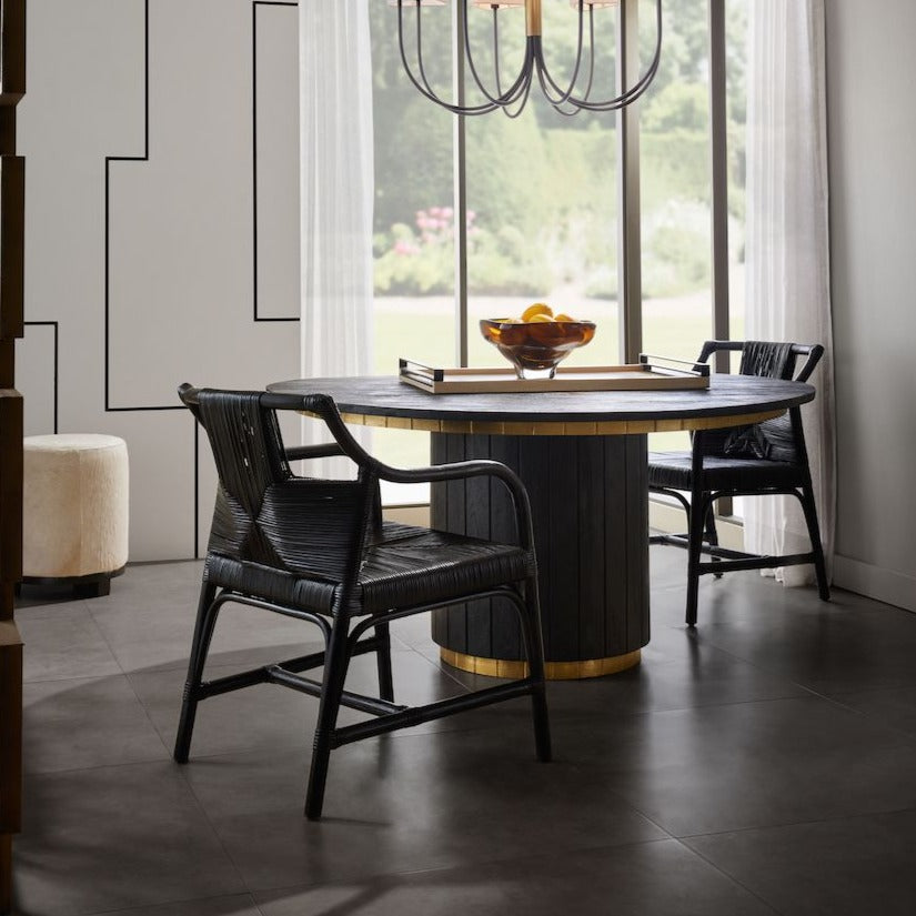arteriors newton dining chair black styled