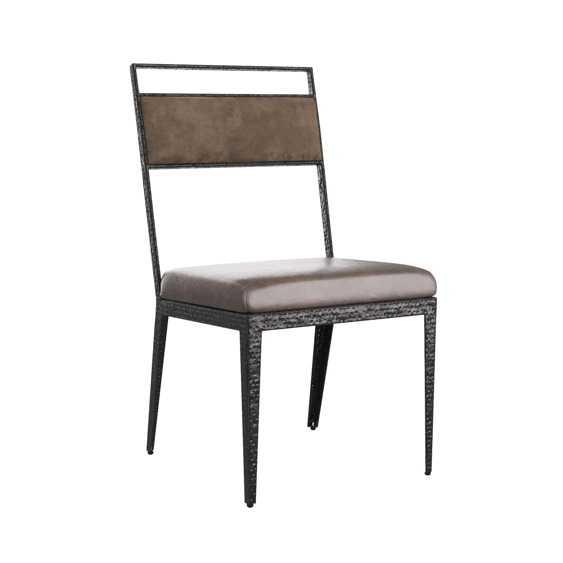 arteriors portmore dining chair graphite leather angle