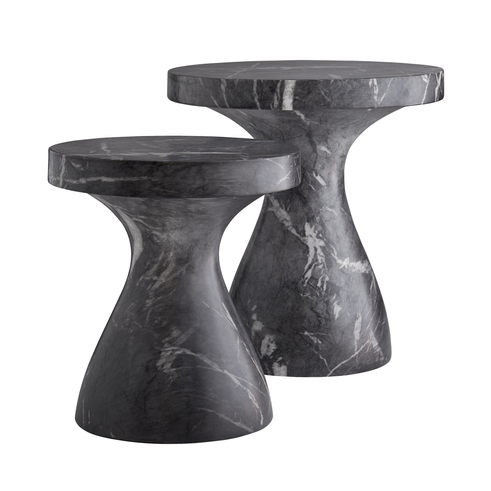 arteriors serafina accent table small and large black faux marble