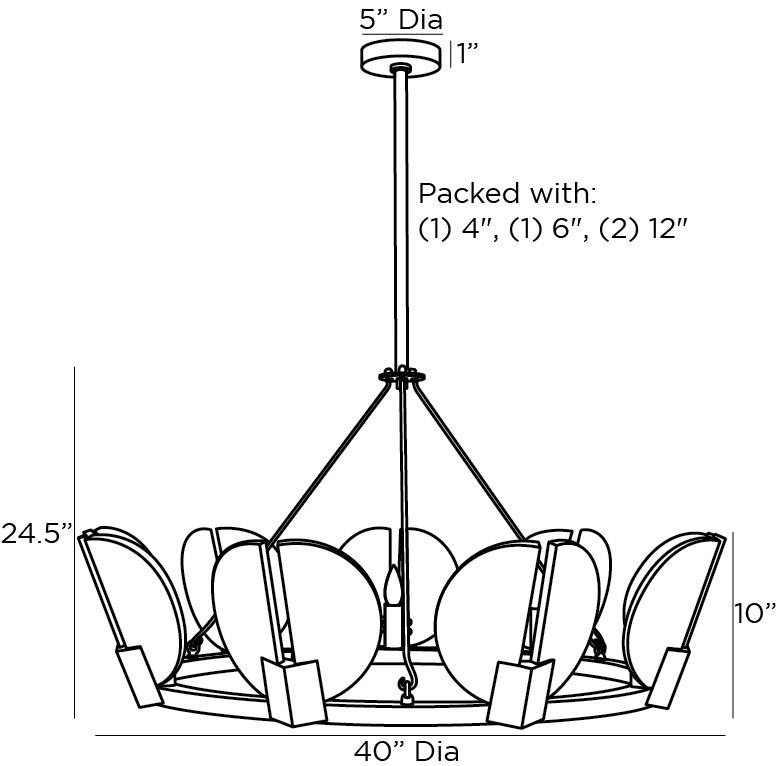 arteriors sierra chandelier bronze diagram