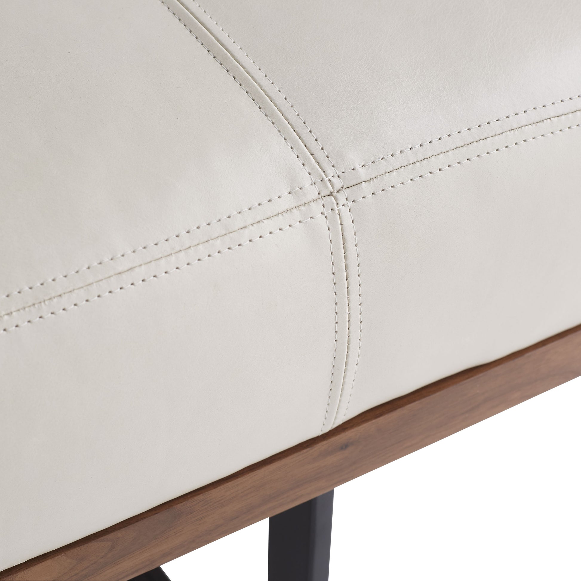 arteriors tuck bench ivory leather detail
