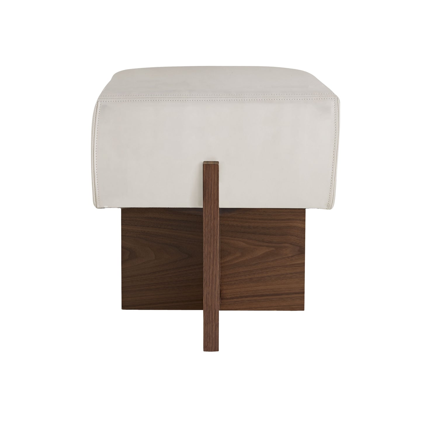 arteriors tuck bench ivory leather side