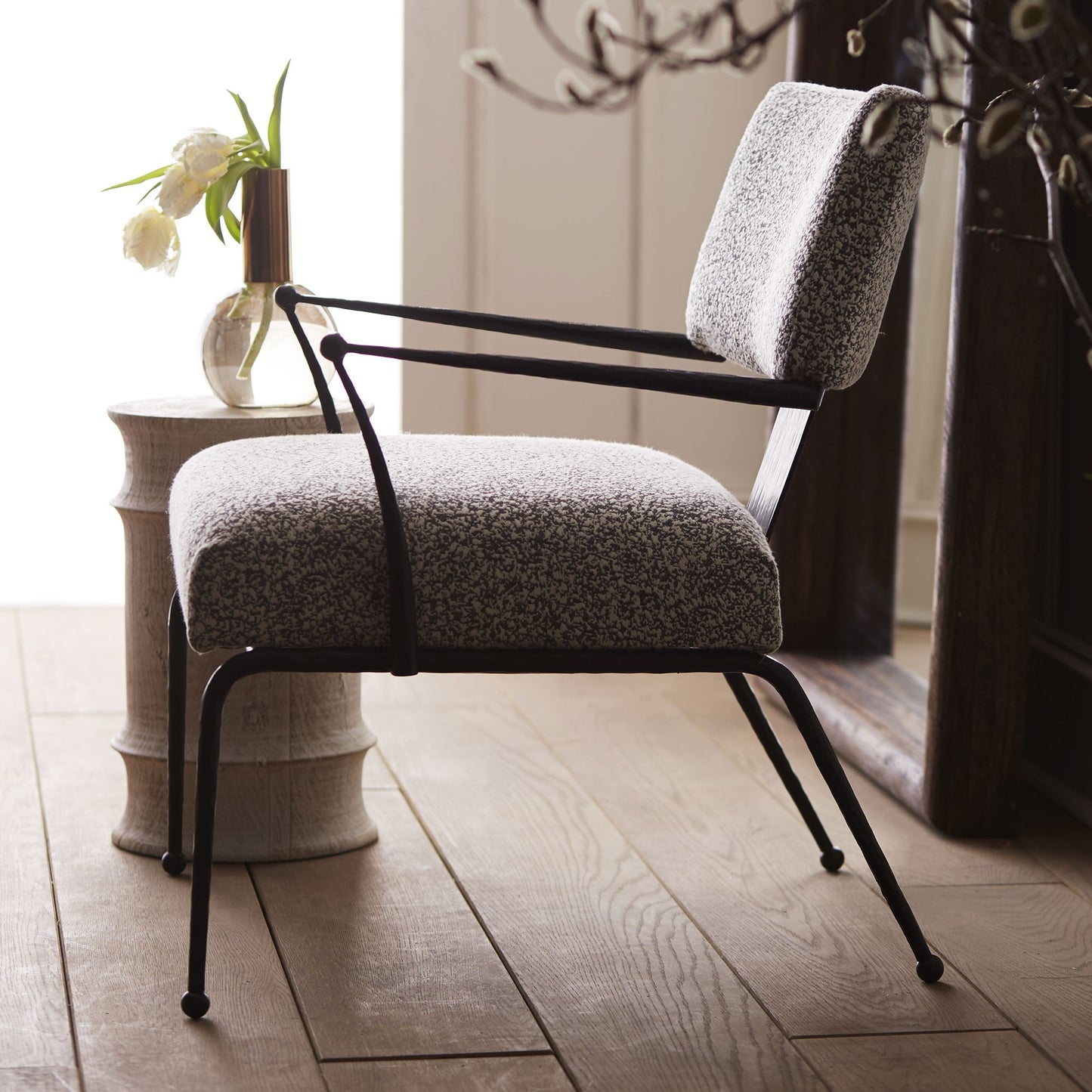 arteriors wallace chair pitch texture styled