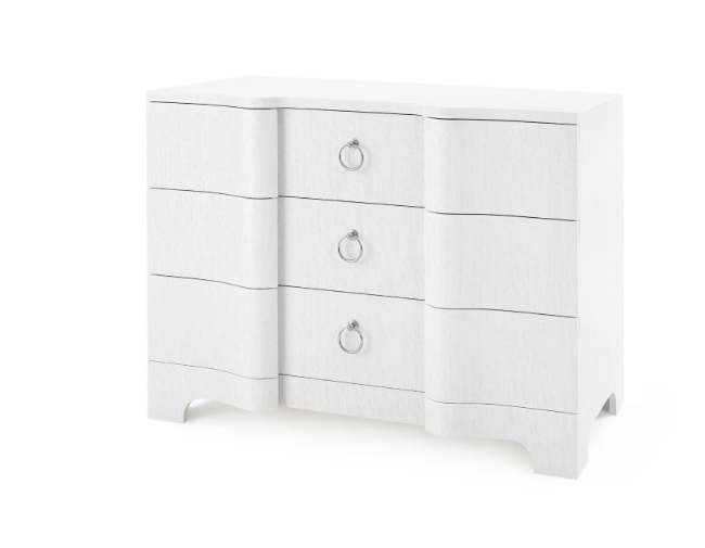 Bungalow 5 Bardot Large 3 Drawer White Lacquered Silver Pull