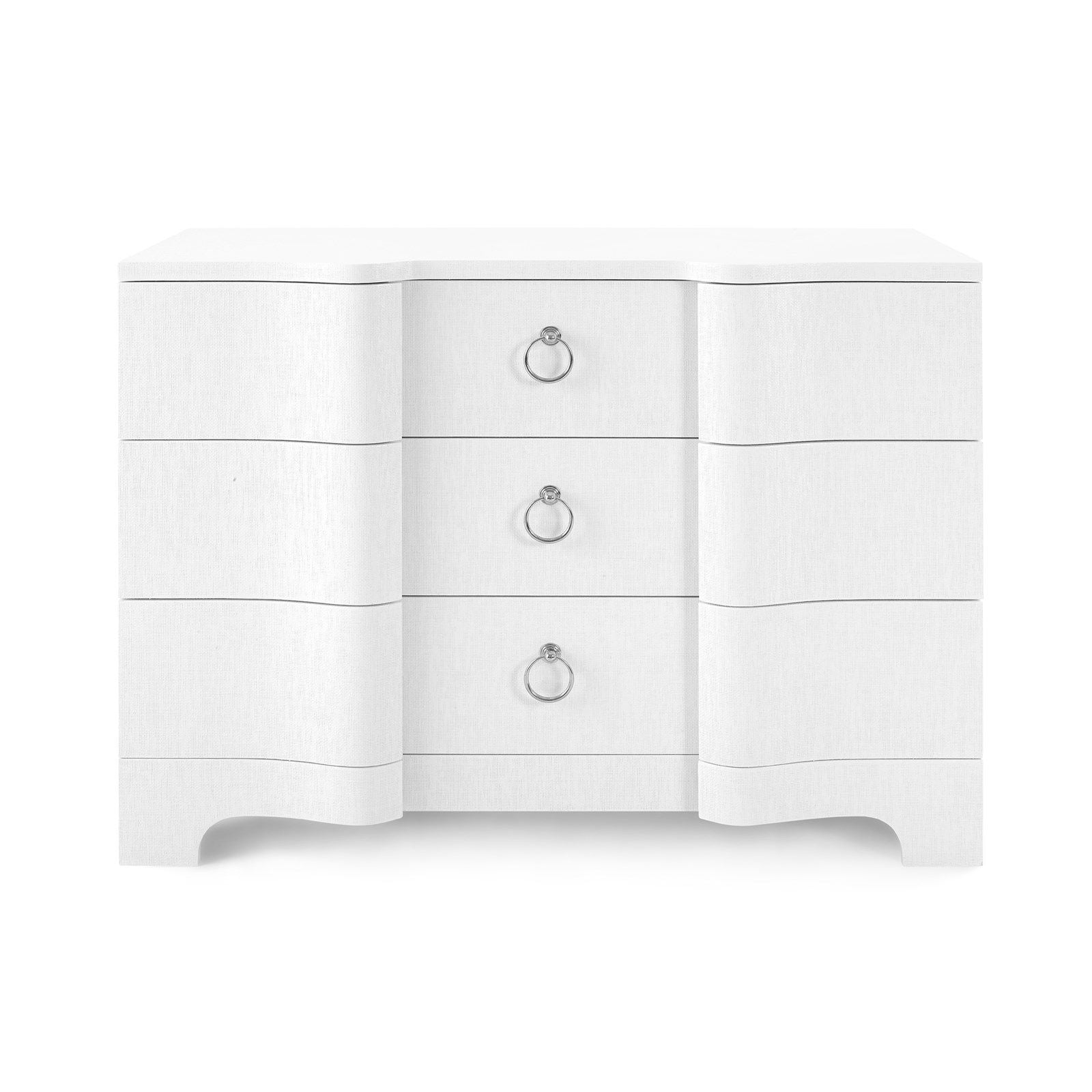 Bungalow 5 Bardot Large 3 Drawer White Lacquered Silver Pull