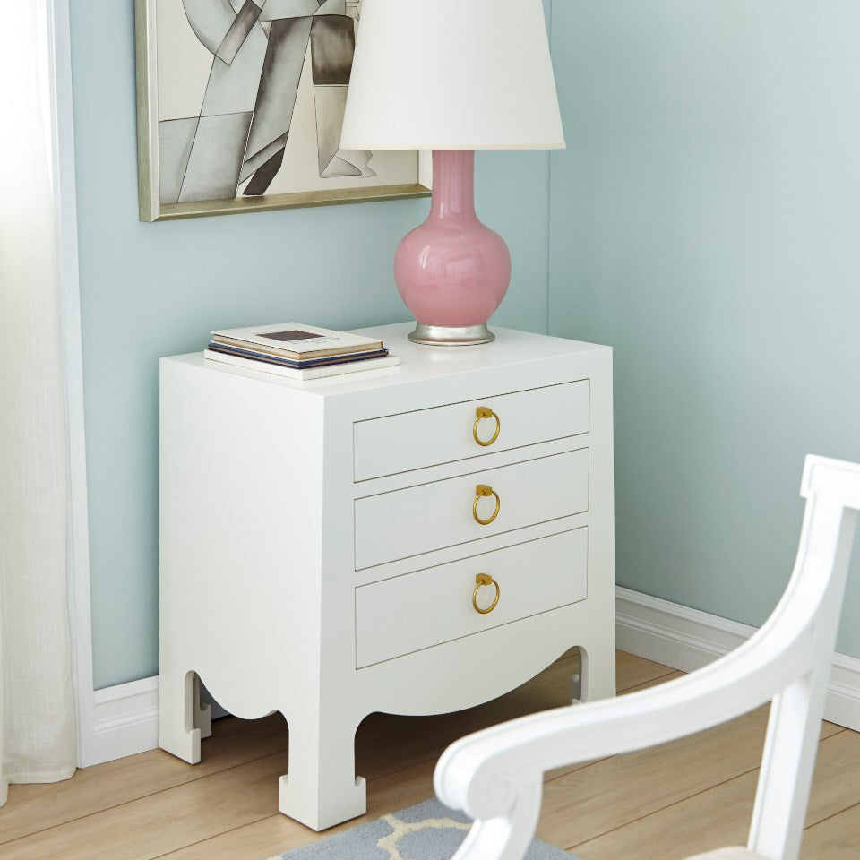 Bungalow 5 Jacqui 3 Drawer Side Table White JAC-130-09 Room View