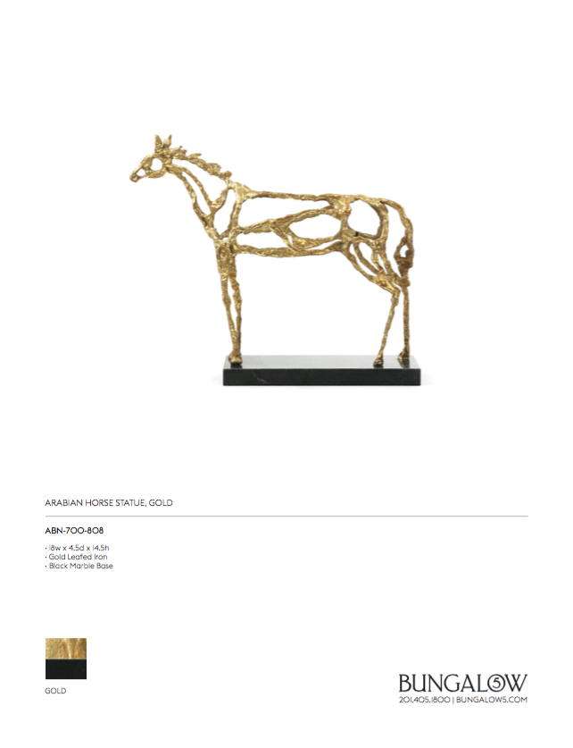bungalow 5  Arabian horse statue gold tearsheet