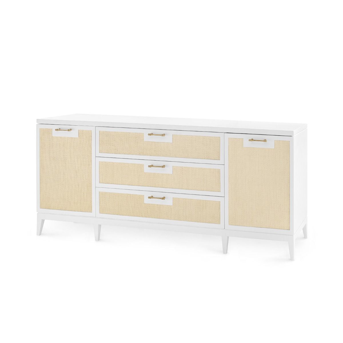 bungalow 5 astor 3 drawer and 2 door cabinet white angled