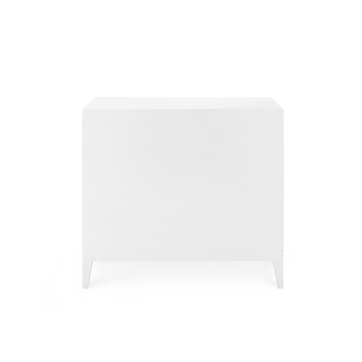 bungalow 5 astor 3 drawer side table white back of table
