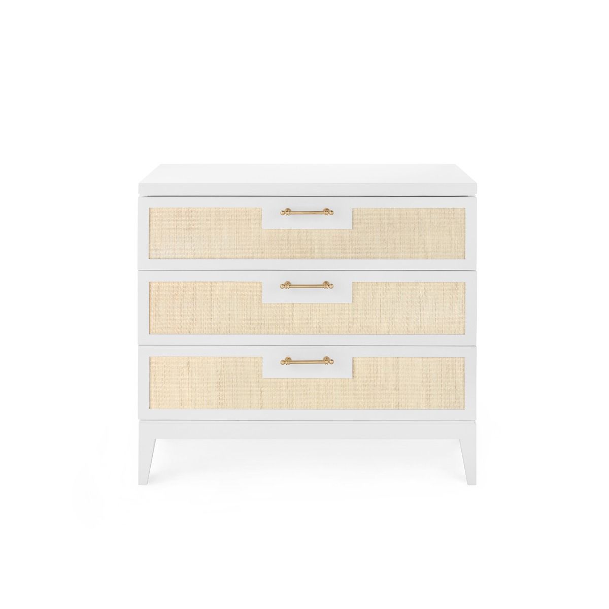 bungalow 5 astor 3 drawer side table white forward facing
