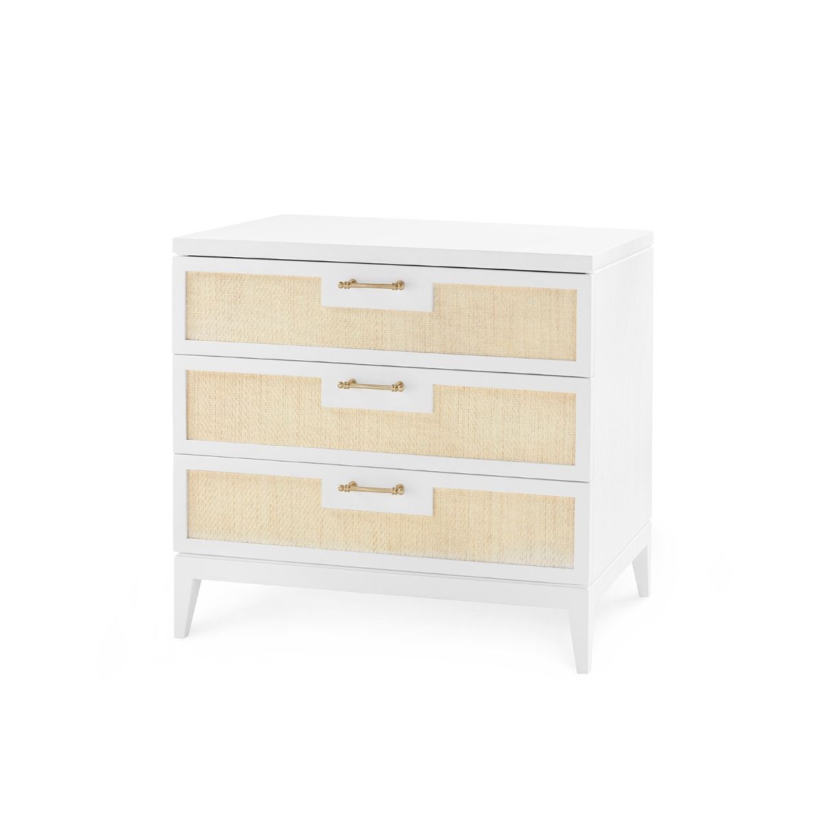 bungalow 5 astor 3 drawer side table white angled