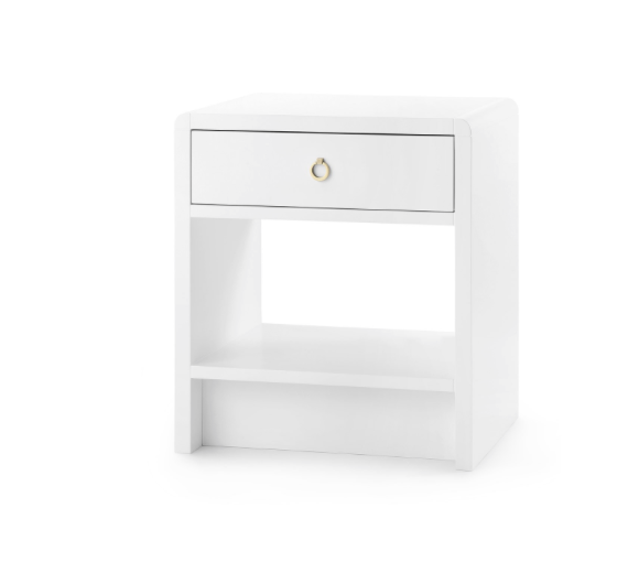 Bungalow 5 Benjamin 1 Drawer Side Table White Gold Pull front