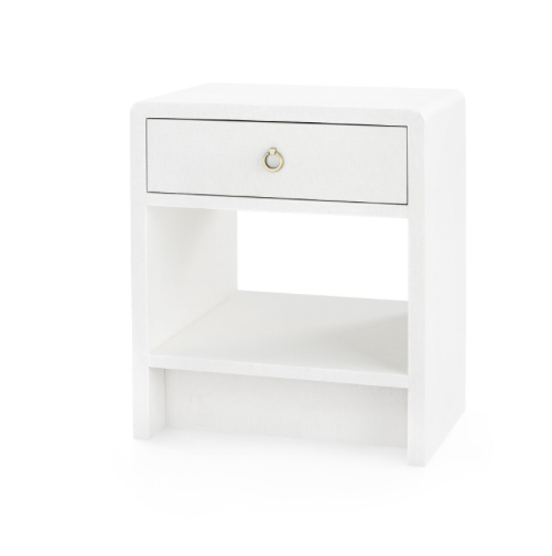 Bungalow 5 Benjamin Linen 1 Drawer Side Table White Antique Bronze Pull