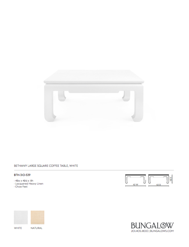 bungalow 5 bethany square coffee table white tearsheet