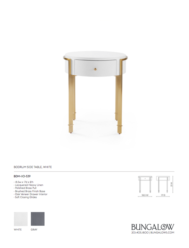 bungalow 5 bodrum side table white tearsheet