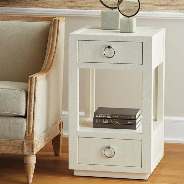 bungalow 5 camilla two drawer side table white styled