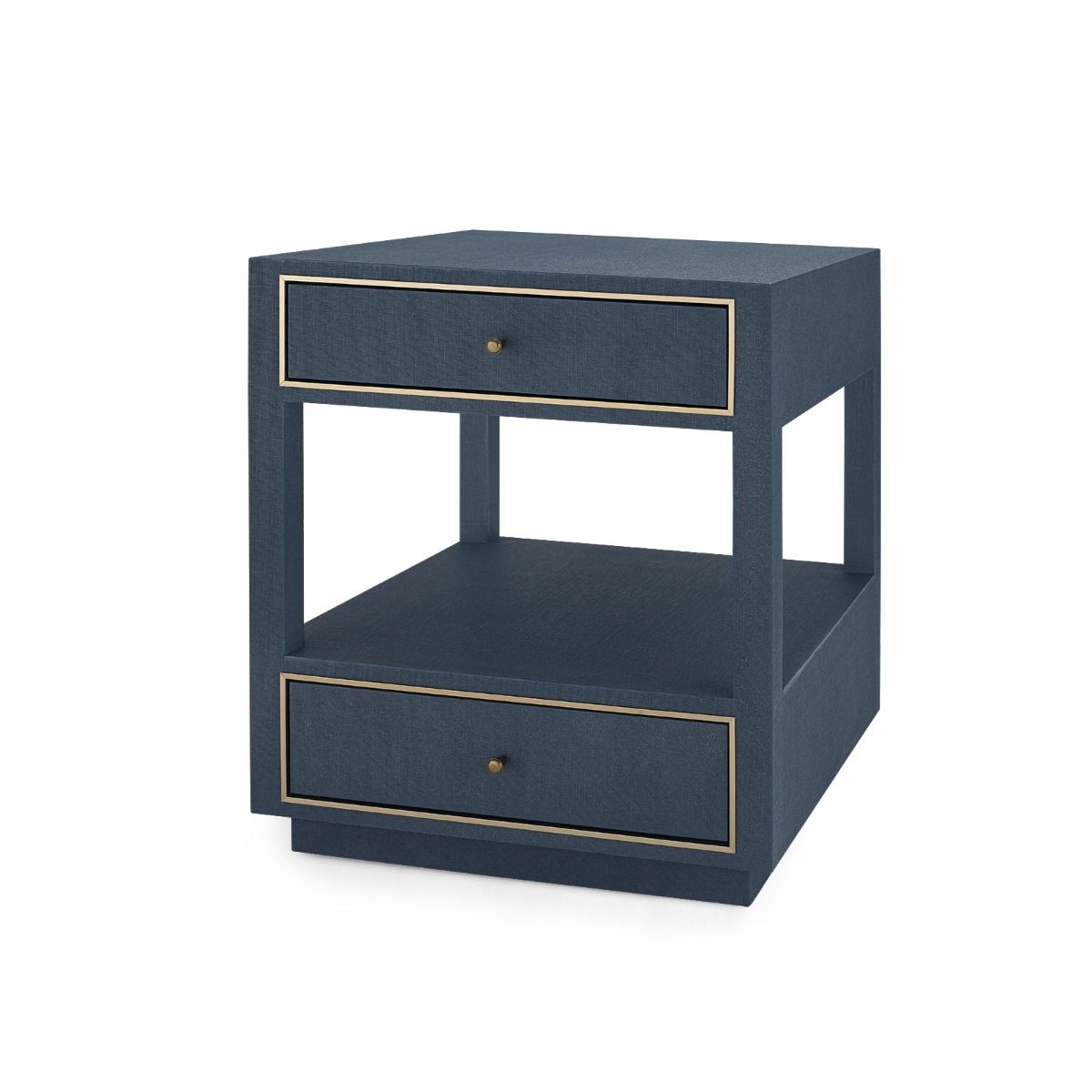 bungalow 5 carmen 2 drawer side table navy blue angle