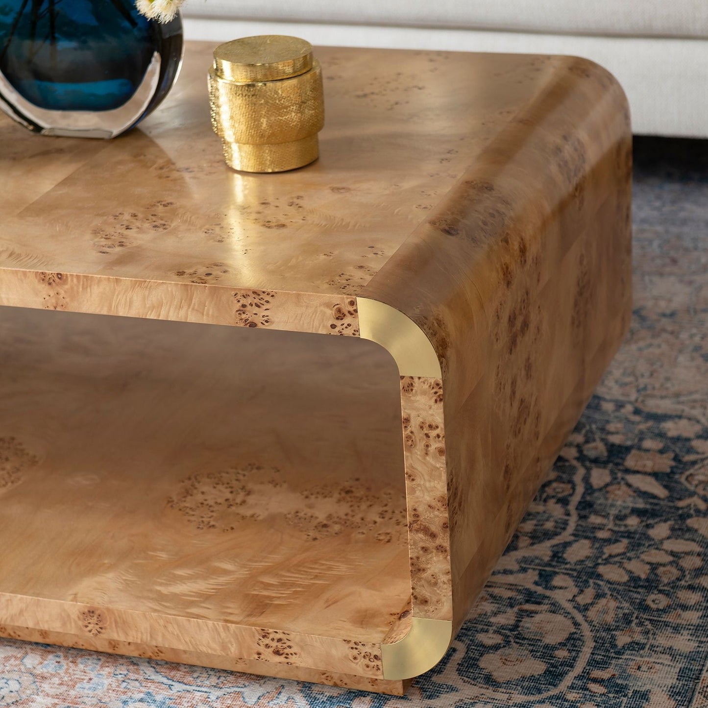 bungalow 5 emil coffee table burl top styled