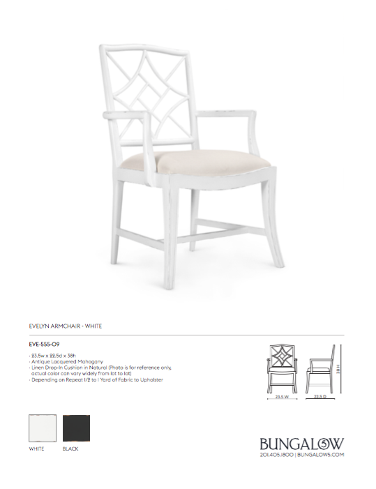 bungalow 5 evelyn armchair white tearsheet