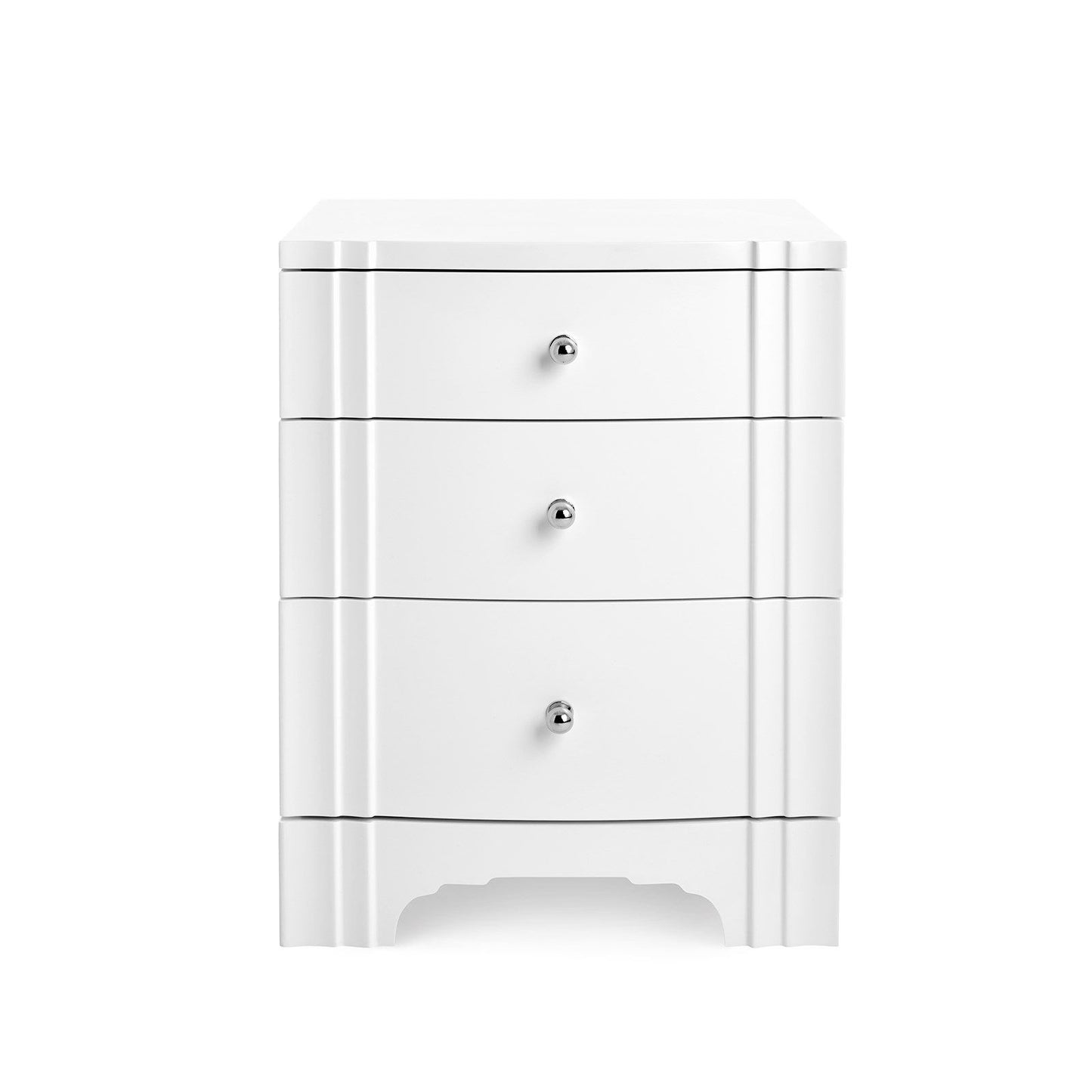 bungalow 5 flanders three drawer side table white front