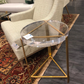bungalow 5 Harrison side table brass lucite round clear