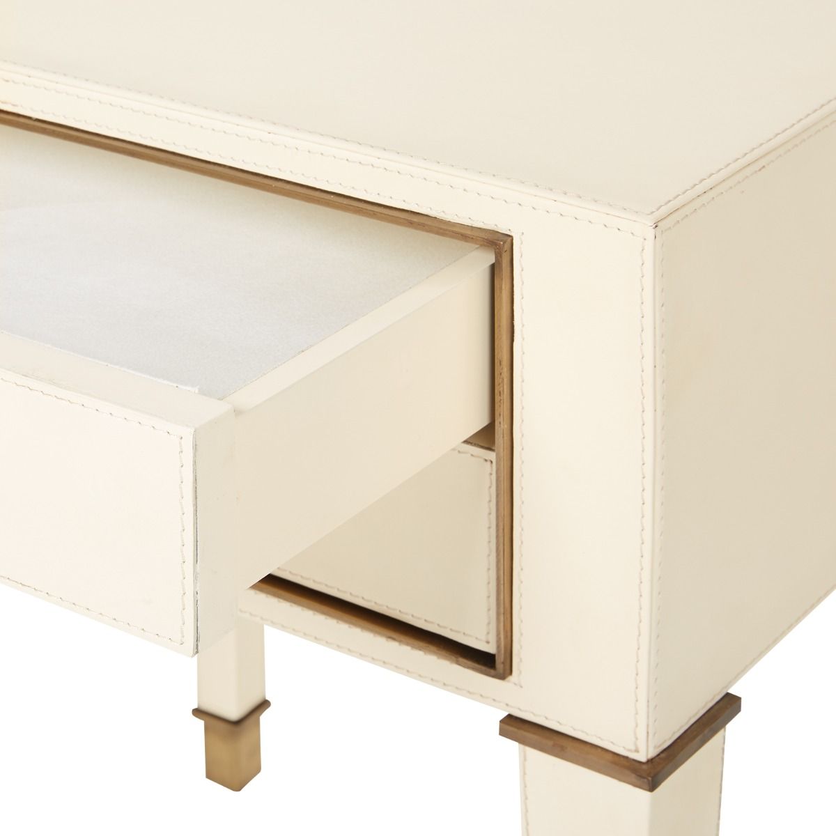 bungalow 5 hunter two drawer side table ivory drawer