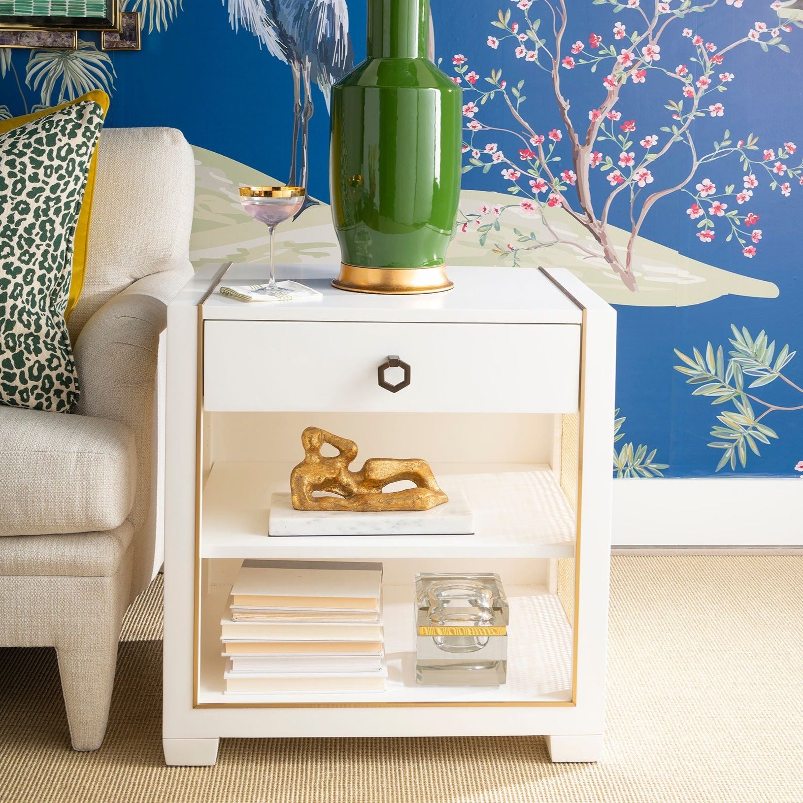bungalow 5 karen one drawer side table white styled