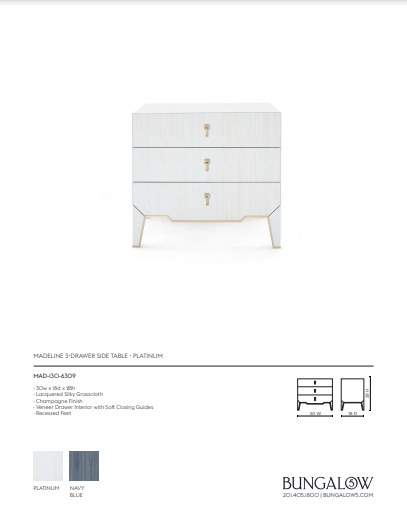 bungalow 5 madeline three drawer side table tearsheet