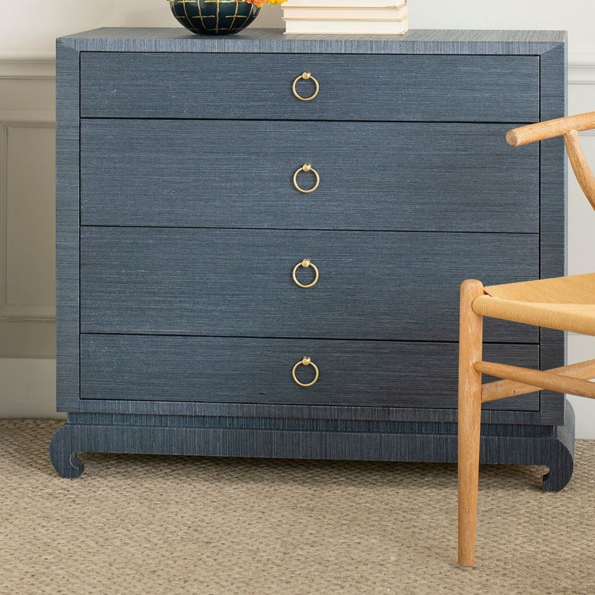bungalow 5 ming 4 drawer chest nightstand blue navy front styled