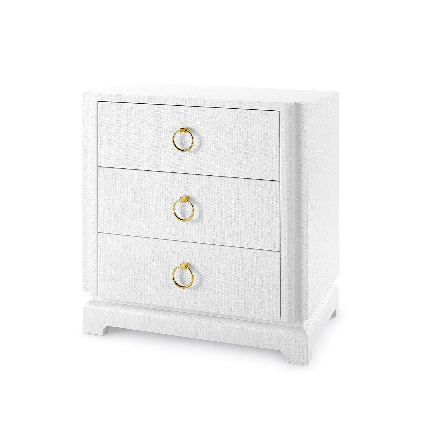 bungalow 5 pavel three drawer side table white angle