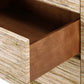 bungalow 5 morgan three drawer side table natural drawer open