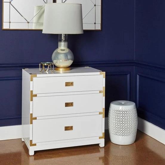 bungalow 5 victoria three drawer side table white lifestyle