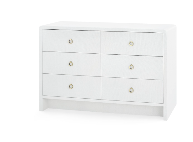 Bungalow 5 Bryant Linen Extra Large 6-Drawer White Gold Pull
