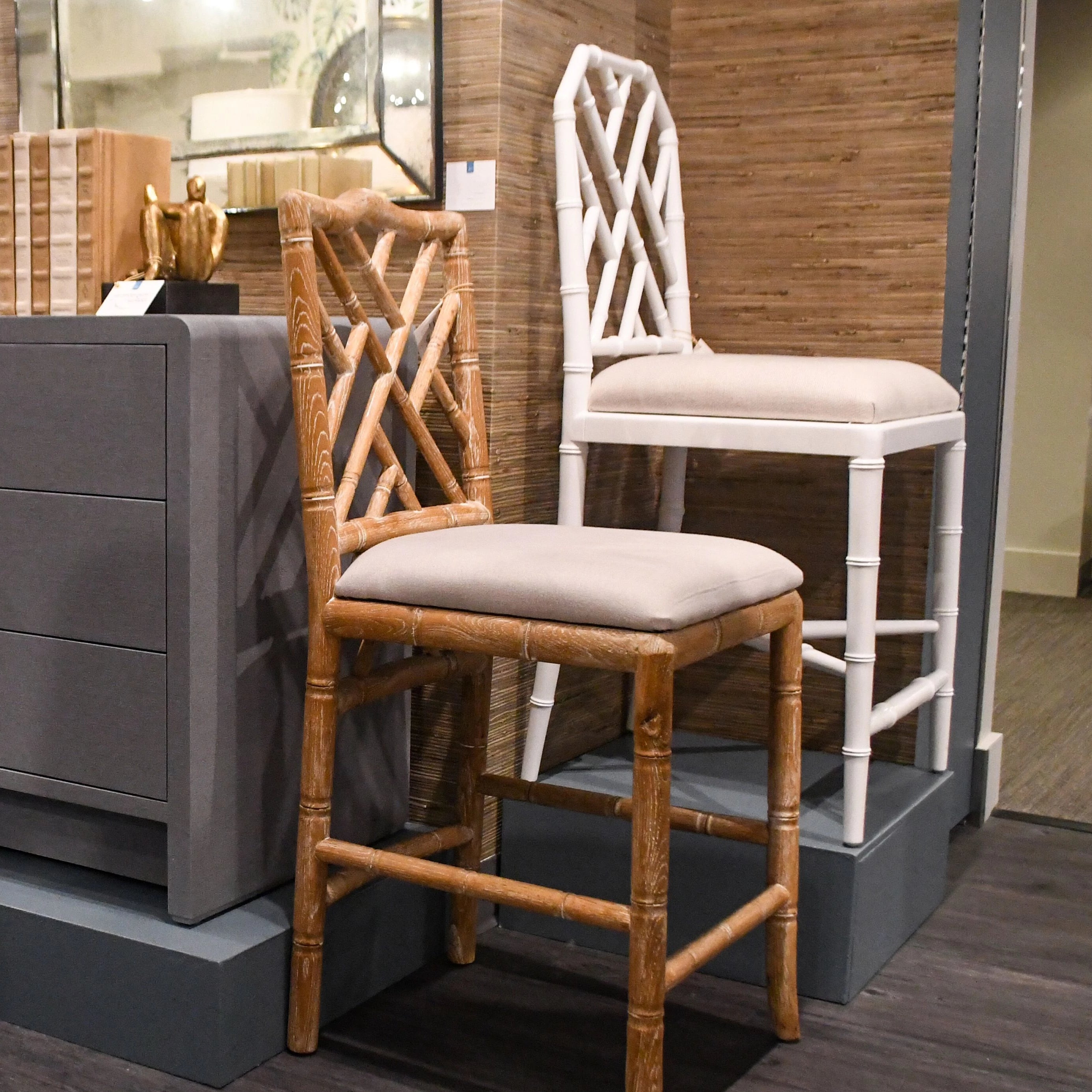 Bamboo chippendale store bar stools