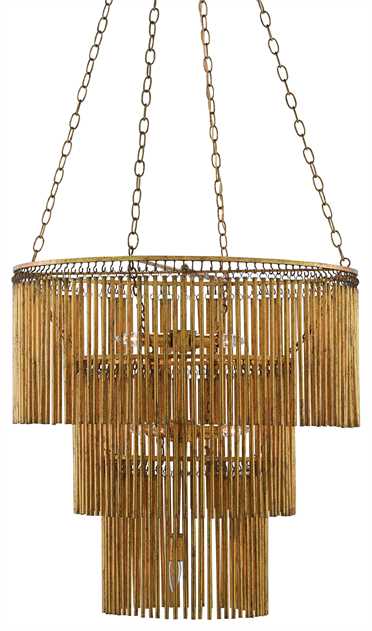 Currey and Company Mantra Chandelier Gold Leaf Brass Lighting