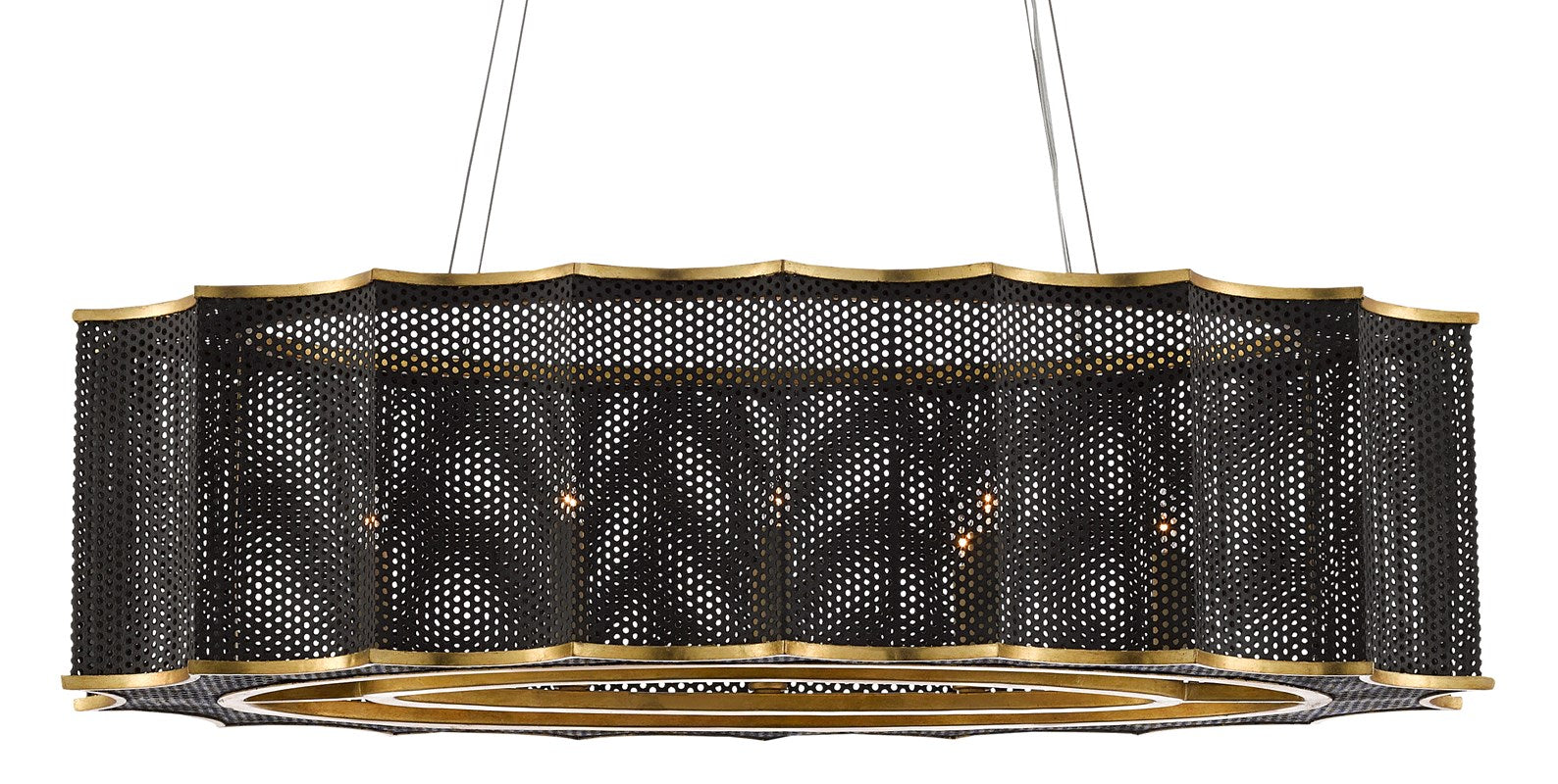 Black and store gold drum chandelier