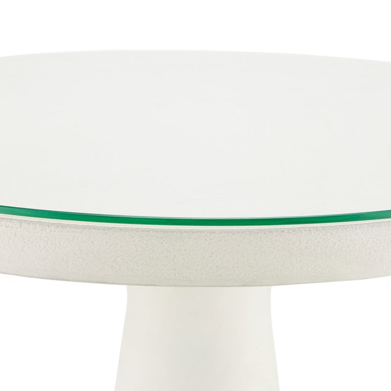 currey and company tondo white accent table top
