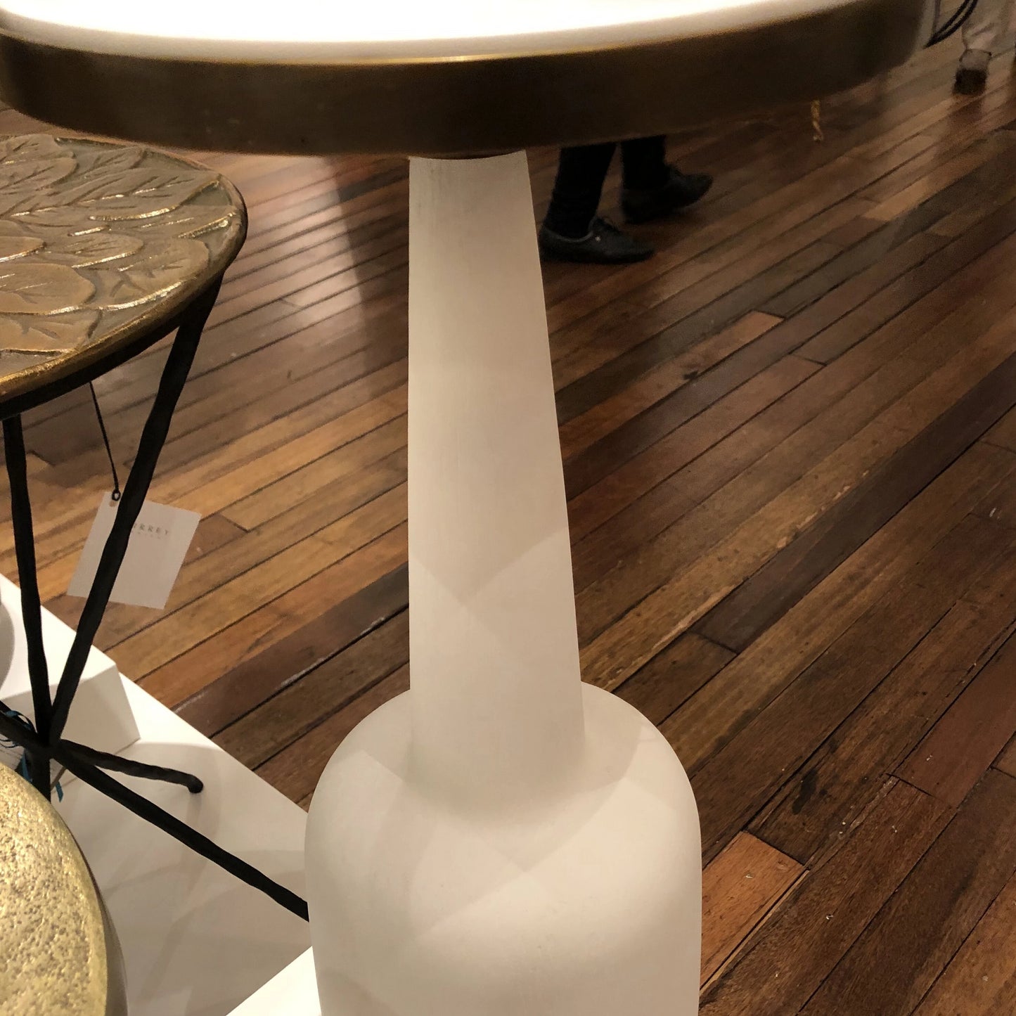 currey and company greta drinks table round white marble