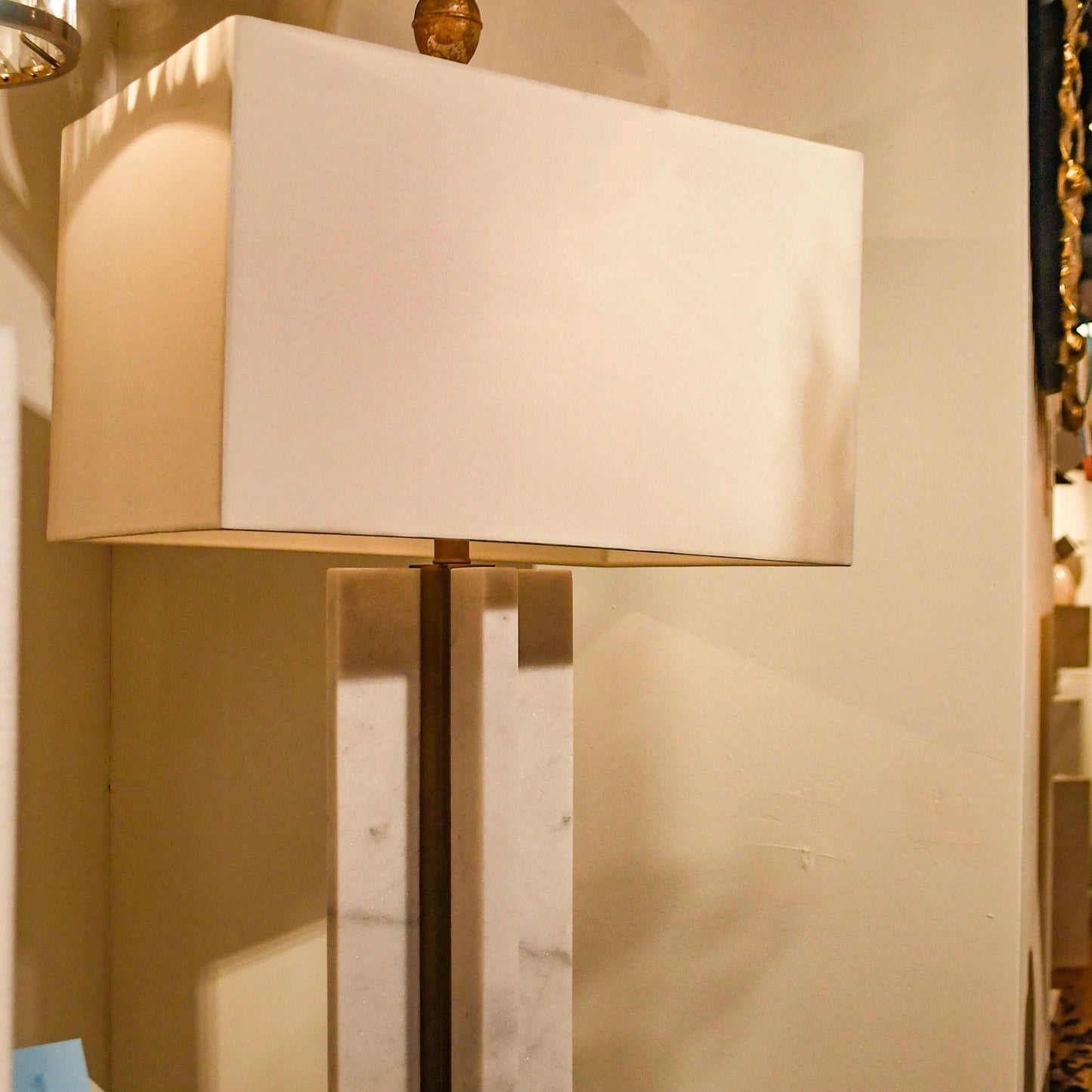 currey khalil table lamp white marble showroom