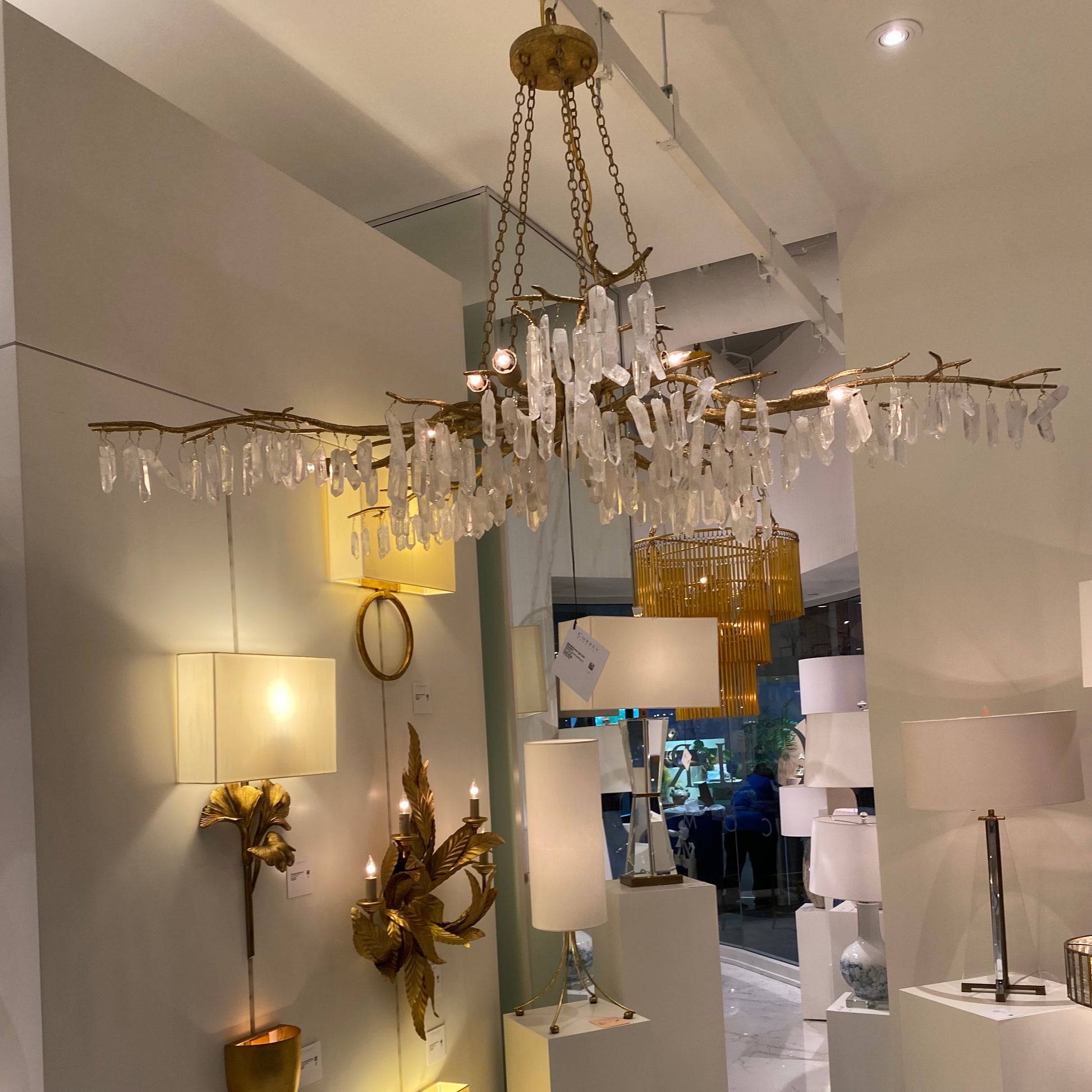 currey and company forest light chandelier showroom