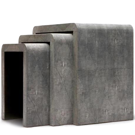 harlow nesting table cool grey gray faux shagreen set of 3 side tables