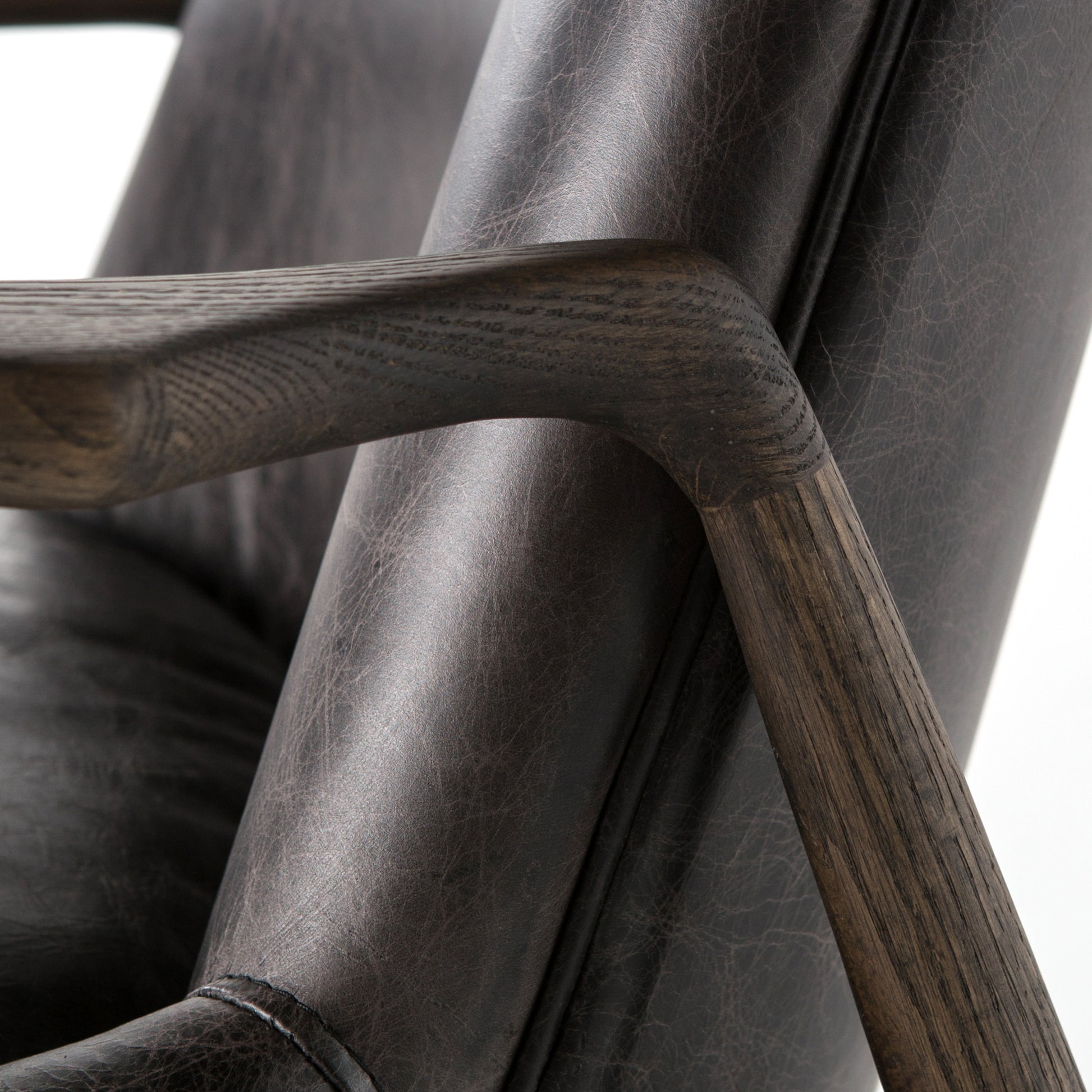 four hands braden leather chair durango smoke detail