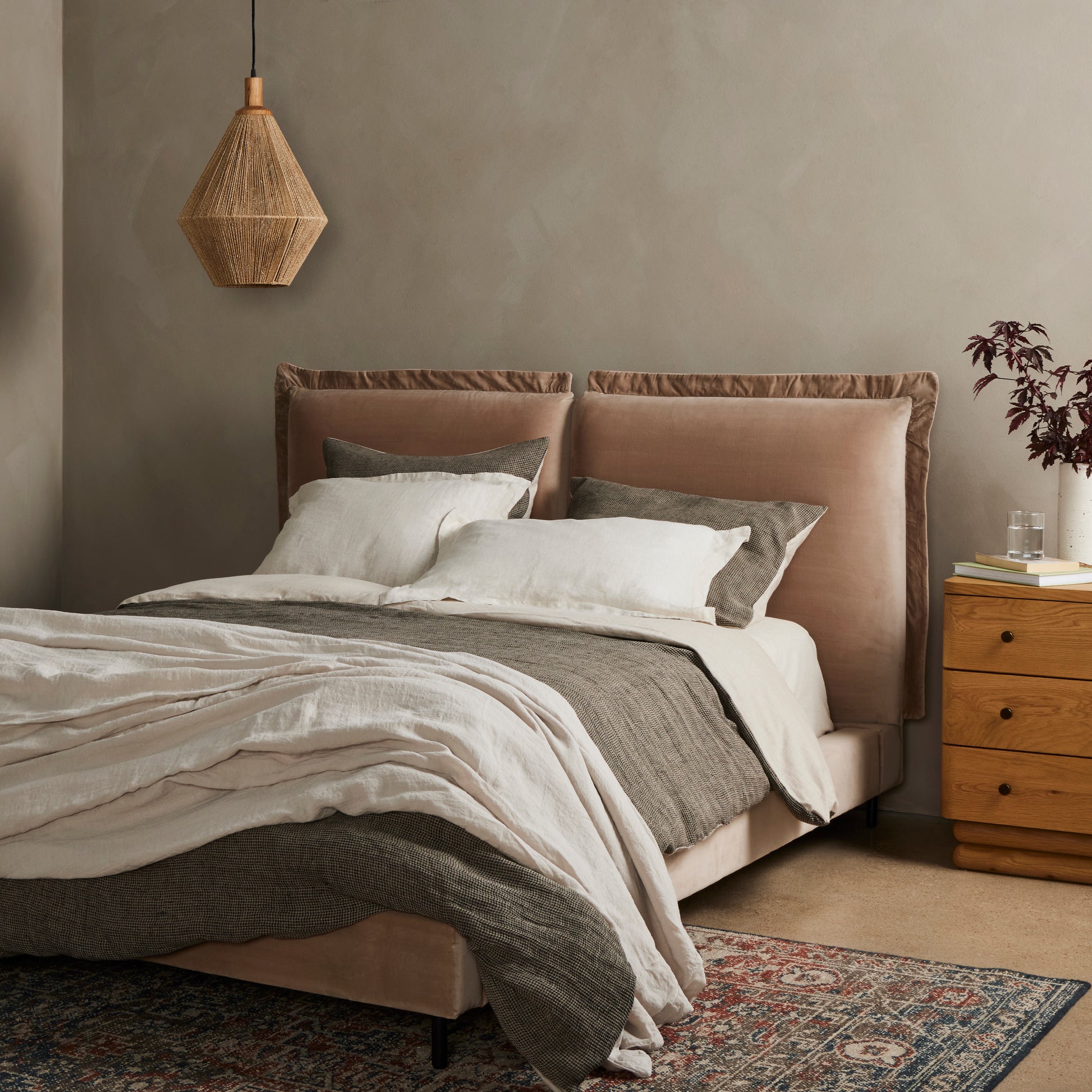 four hands inwood bed taupe styled room