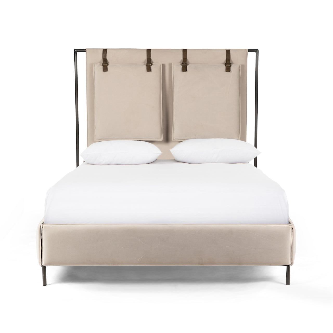 Leigh Upholstered Bed Modern Velvet Sand - multiple options