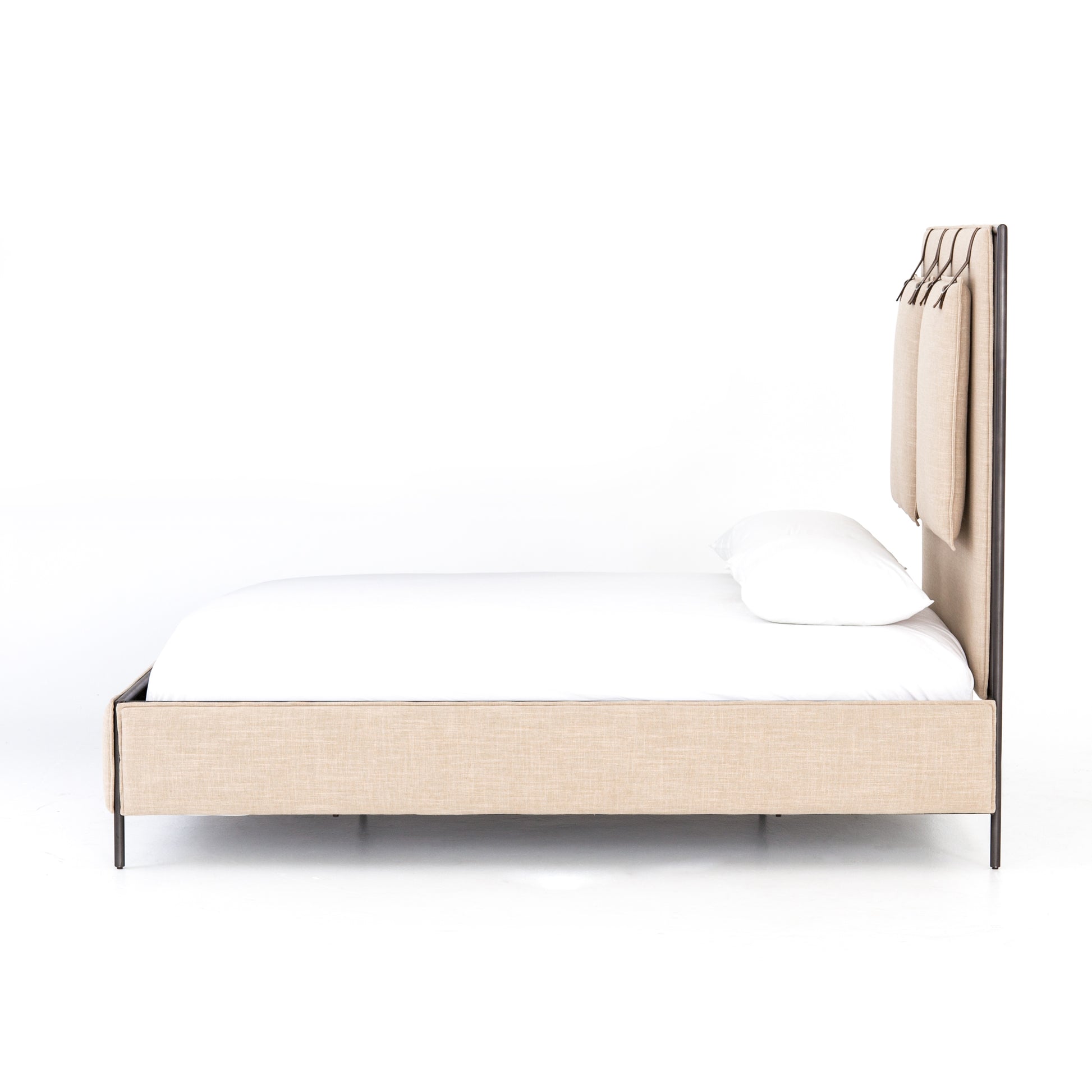 four hands leigh upholstered bed side