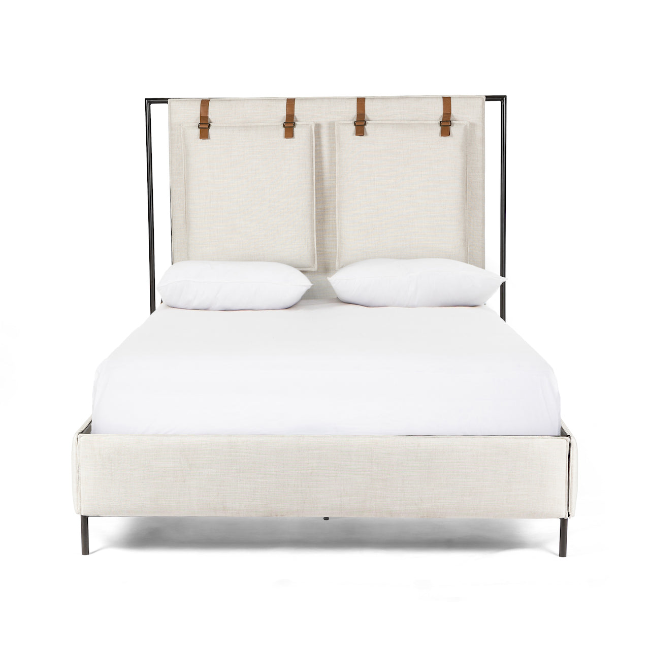 four hands leigh upholstered bed ivory front